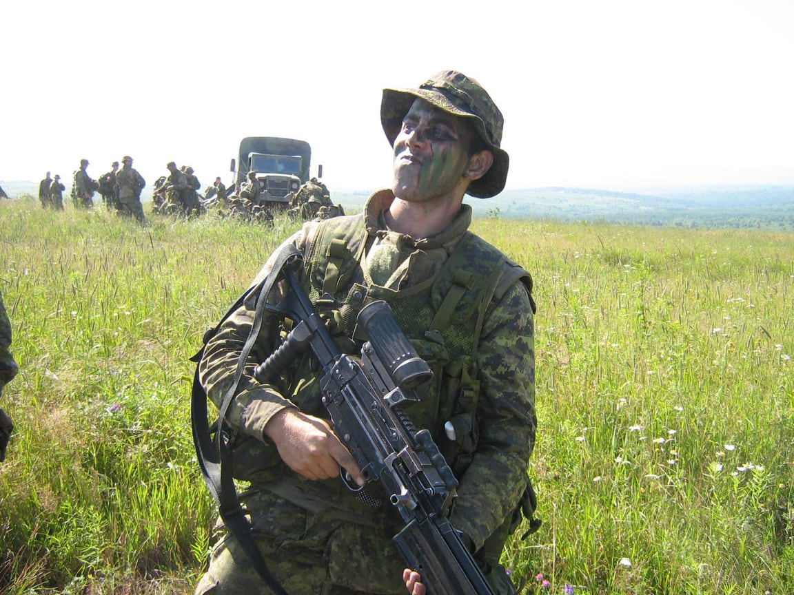 The author in combat gear on training