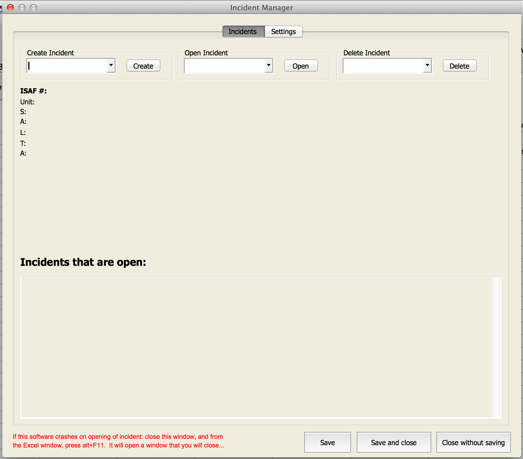 Screenshot of the concurrent incident manager